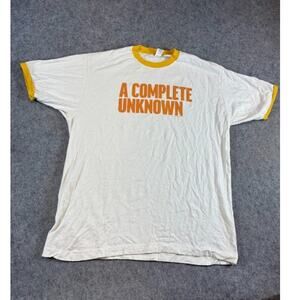 A Complete Unknown Bob Dylan Movie Ringer Shirt Mens L Yellow White Music Merch
